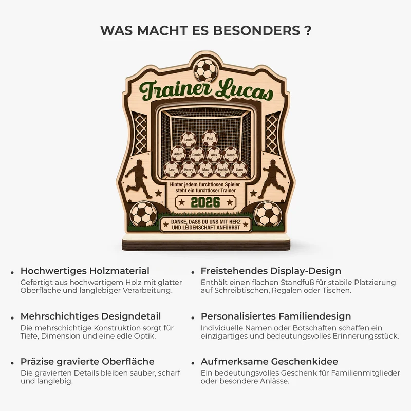 Hinter Jedem Furchtlosen Spieler Steht Ein Furchtloser Trainer Fußball - Personalisiertes Geschenk | Holzaufsteller Mit Standfuß