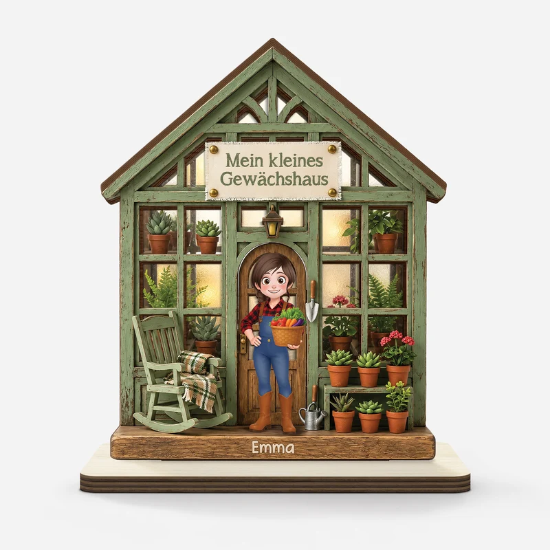 Mein Kleines Gewächshaus - Personalisiertes Geschenk Garten | Holzaufsteller Mit Standfuß Männer Frauen