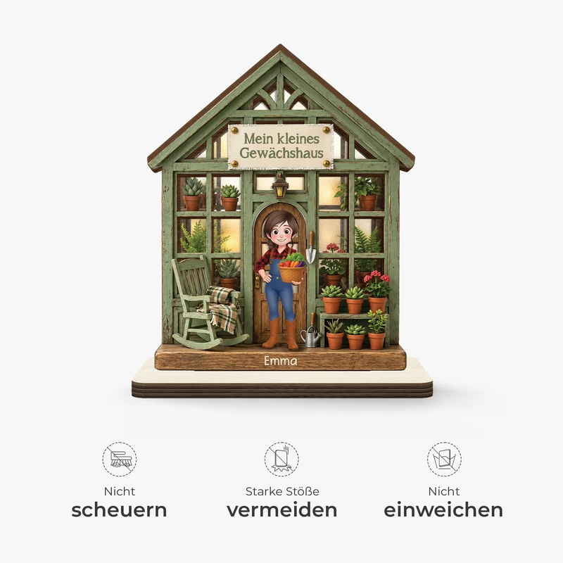 Mein Kleines Gewächshaus - Personalisiertes Geschenk Garten | Holzaufsteller Mit Standfuß Männer Frauen