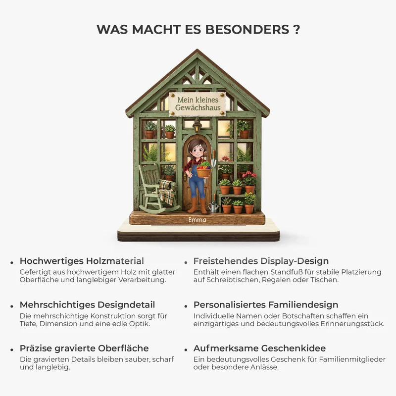Mein Kleines Gewächshaus - Personalisiertes Geschenk Garten | Holzaufsteller Mit Standfuß Männer Frauen