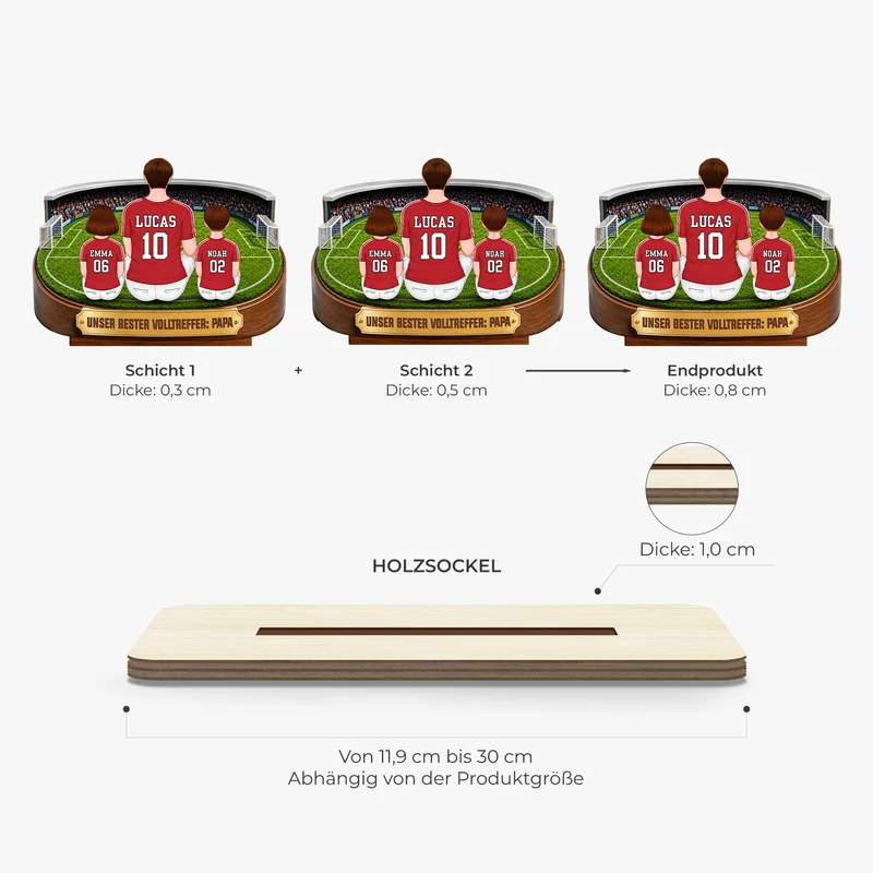 Unser Bester Volltreffer Fußball - Personalisiertes Geschenk | Holzaufsteller Mit Standfuß Papa Mama