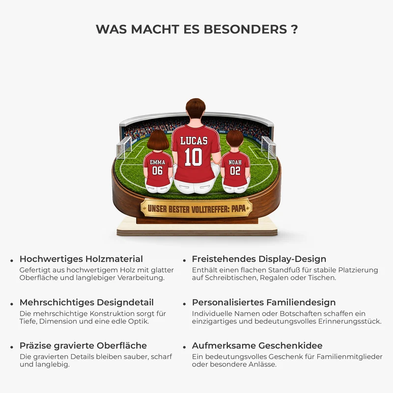 Unser Bester Volltreffer Fußball - Personalisiertes Geschenk | Holzaufsteller Mit Standfuß Papa Mama
