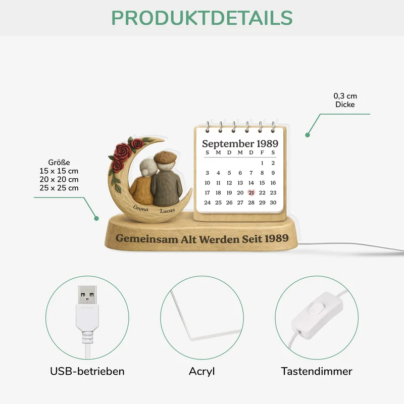 Gemeinsam Alt Werden Seit - Personalisierte Paar Geschenke | Lightbox Kalender