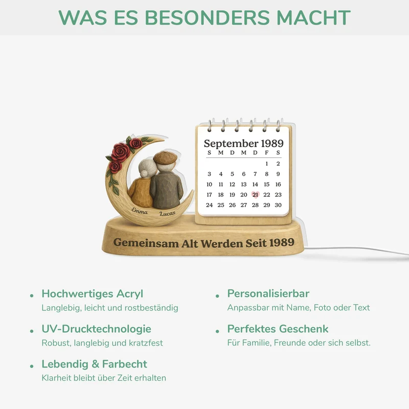 Gemeinsam Alt Werden Seit - Personalisierte Paar Geschenke | Lightbox Kalender