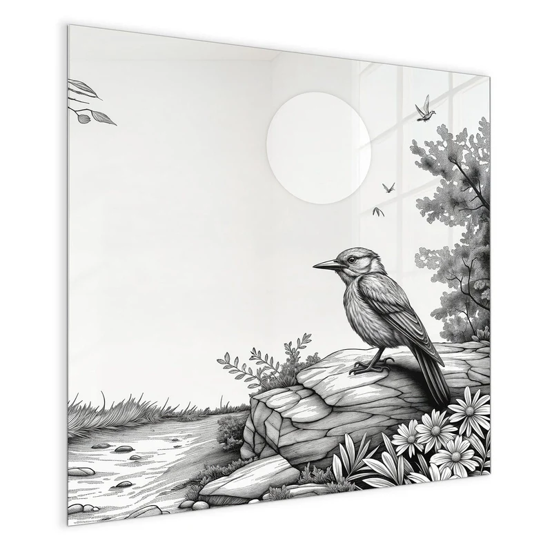 Magnettafel - Vogel auf dem Felsen