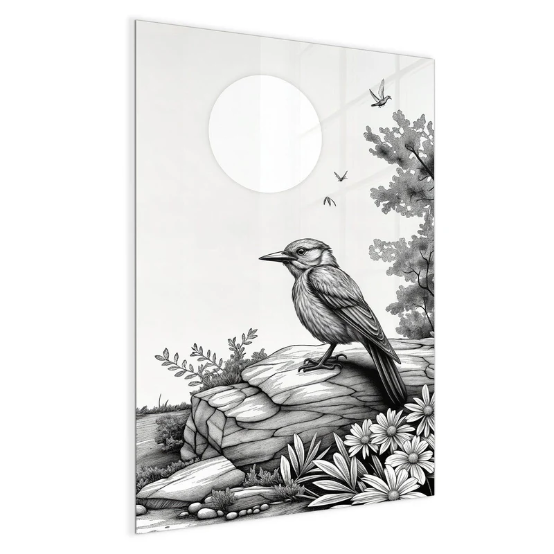 Magnettafel - Vogel auf dem Felsen