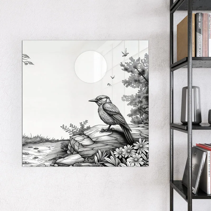 Magnettafel - Vogel auf dem Felsen