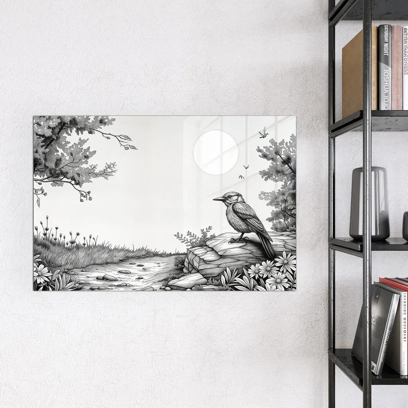 Magnettafel - Vogel auf dem Felsen