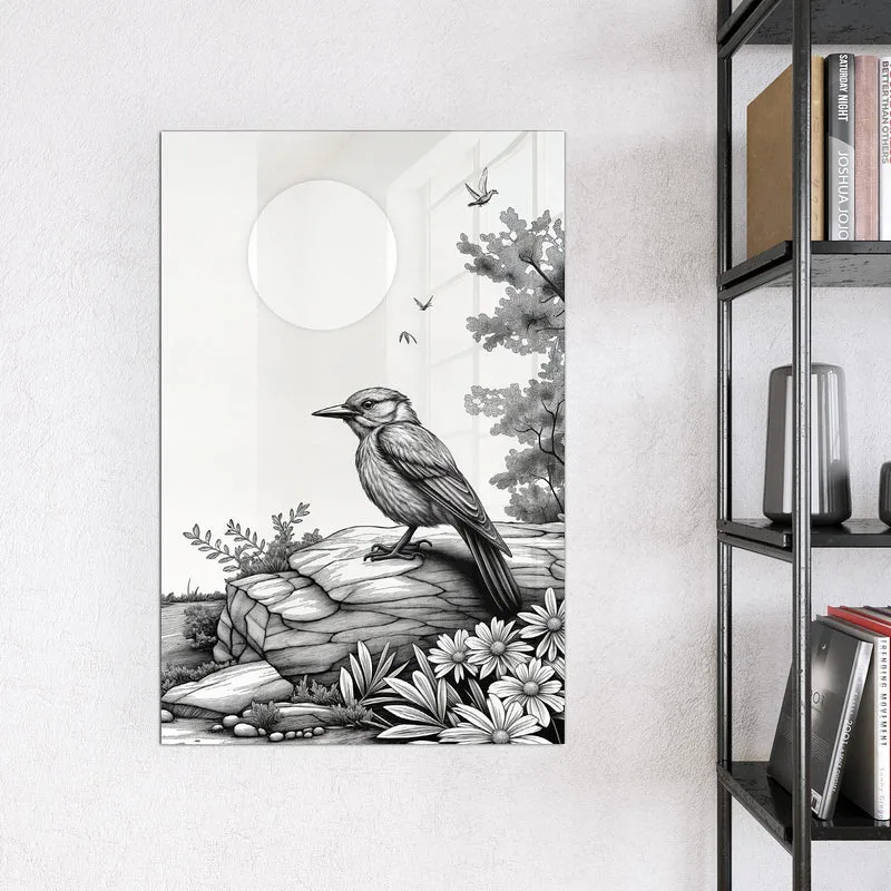 Magnettafel - Vogel auf dem Felsen