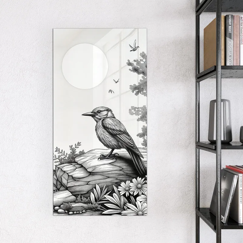 Magnettafel - Vogel auf dem Felsen
