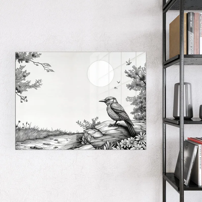 Magnettafel - Vogel auf dem Felsen