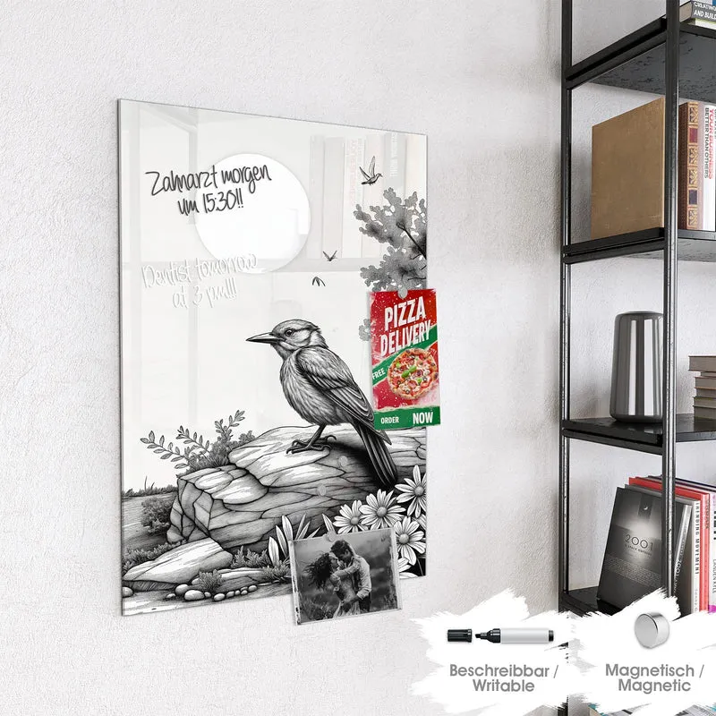 Magnettafel - Vogel auf dem Felsen