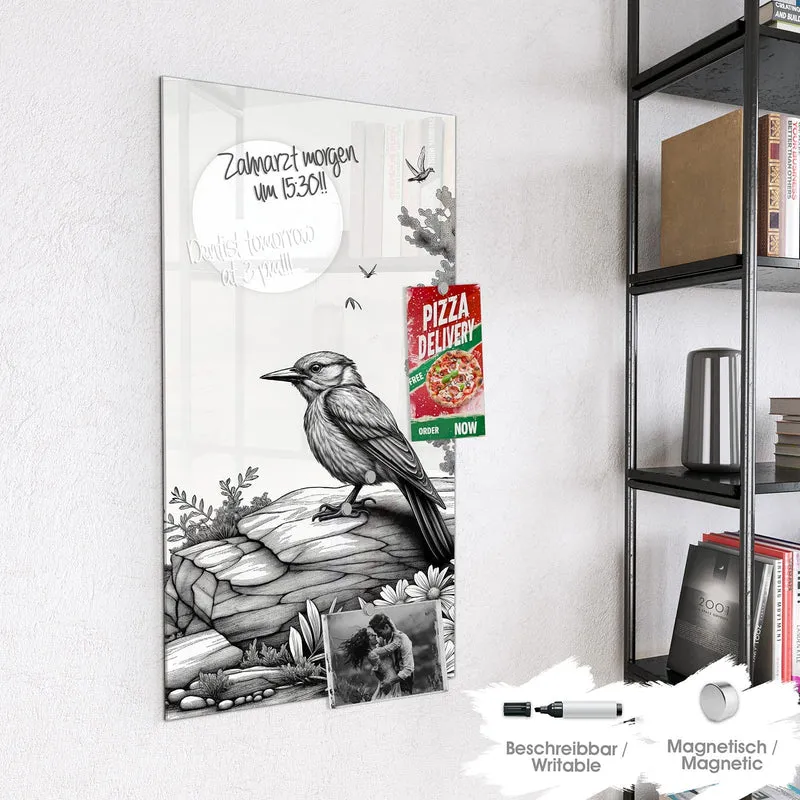 Magnettafel - Vogel auf dem Felsen