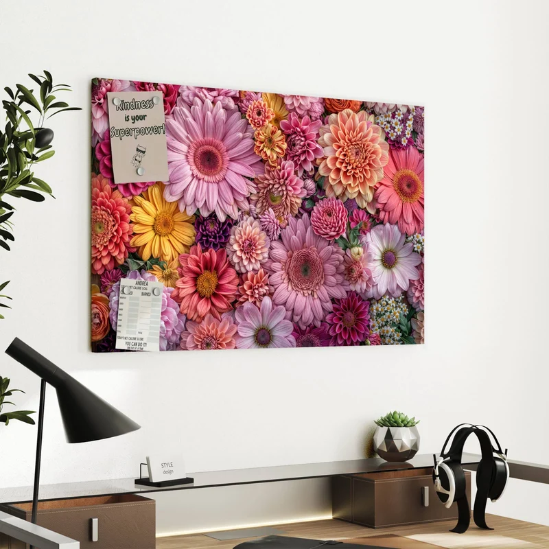 Metall Magnettafel - Rosa Blütenteppich