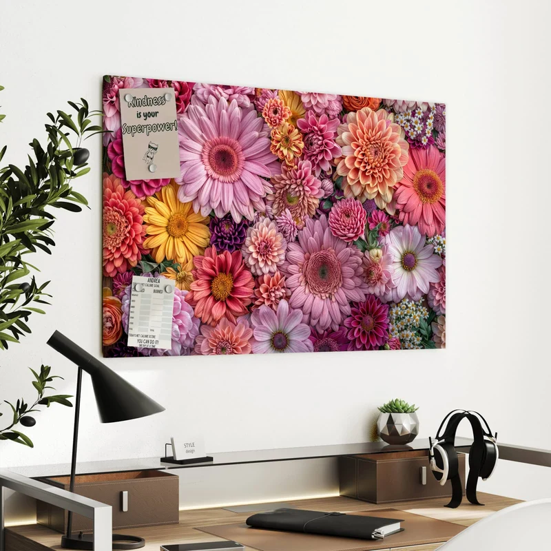 Metall Magnettafel - Rosa Blütenteppich