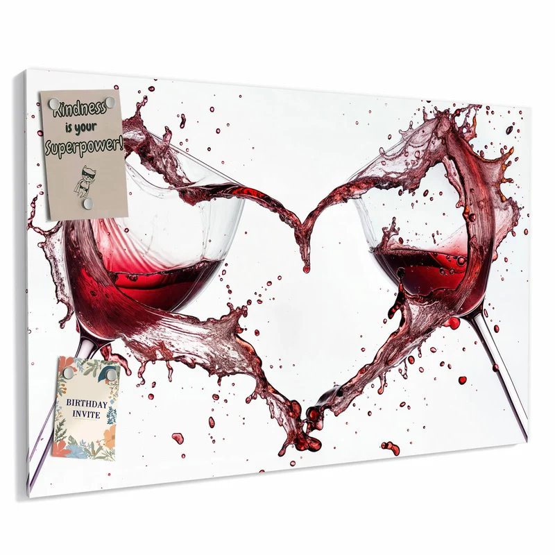 Metall Magnettafel - Rotwein in Herzform