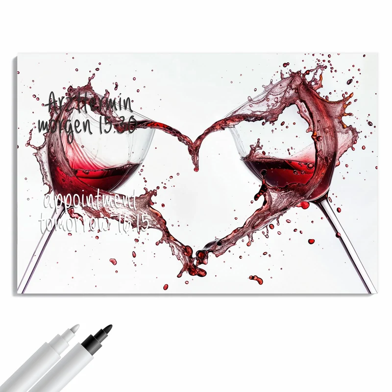 Metall Magnettafel - Rotwein in Herzform
