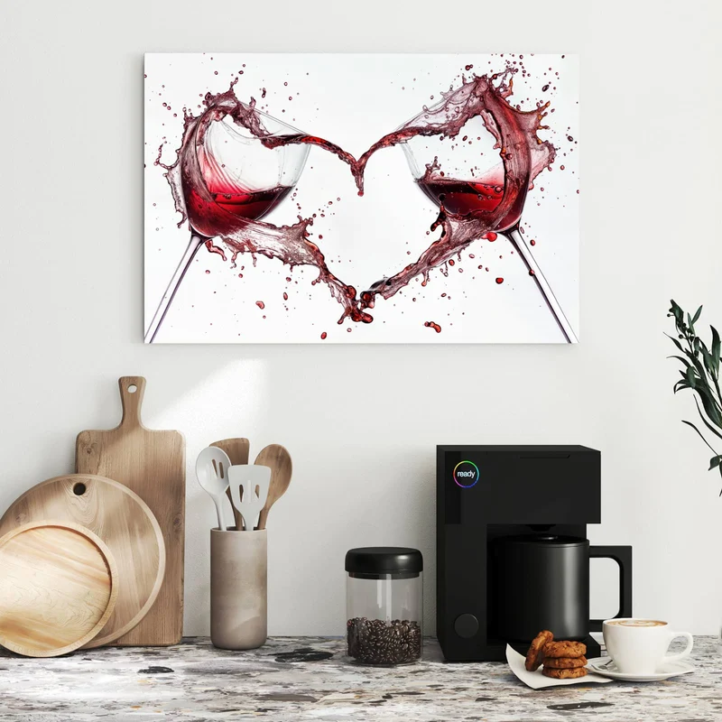 Metall Magnettafel - Rotwein in Herzform