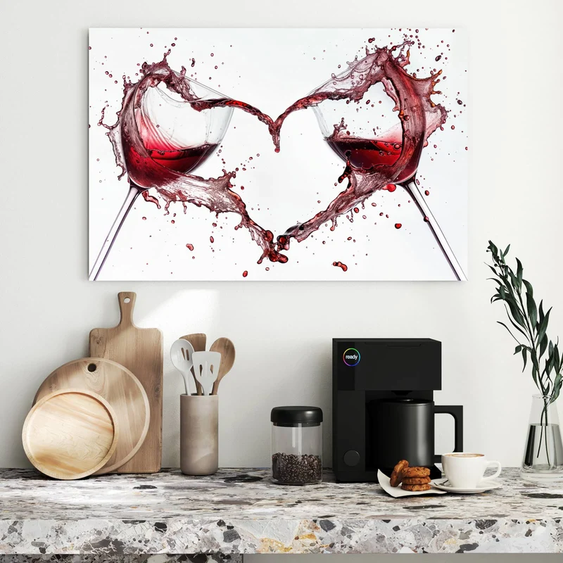 Metall Magnettafel - Rotwein in Herzform