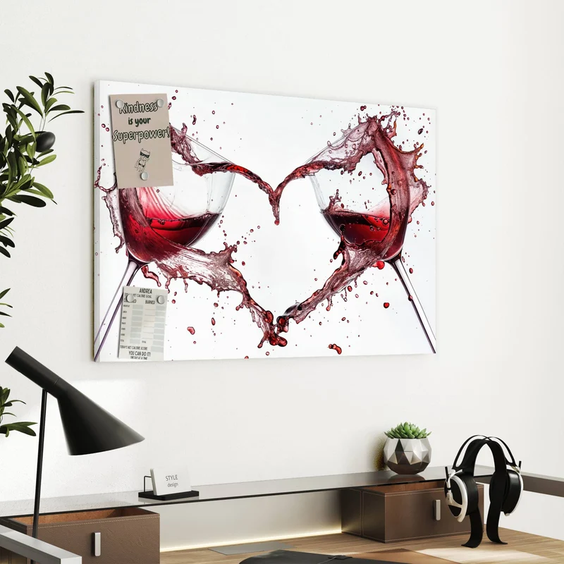 Metall Magnettafel - Rotwein in Herzform