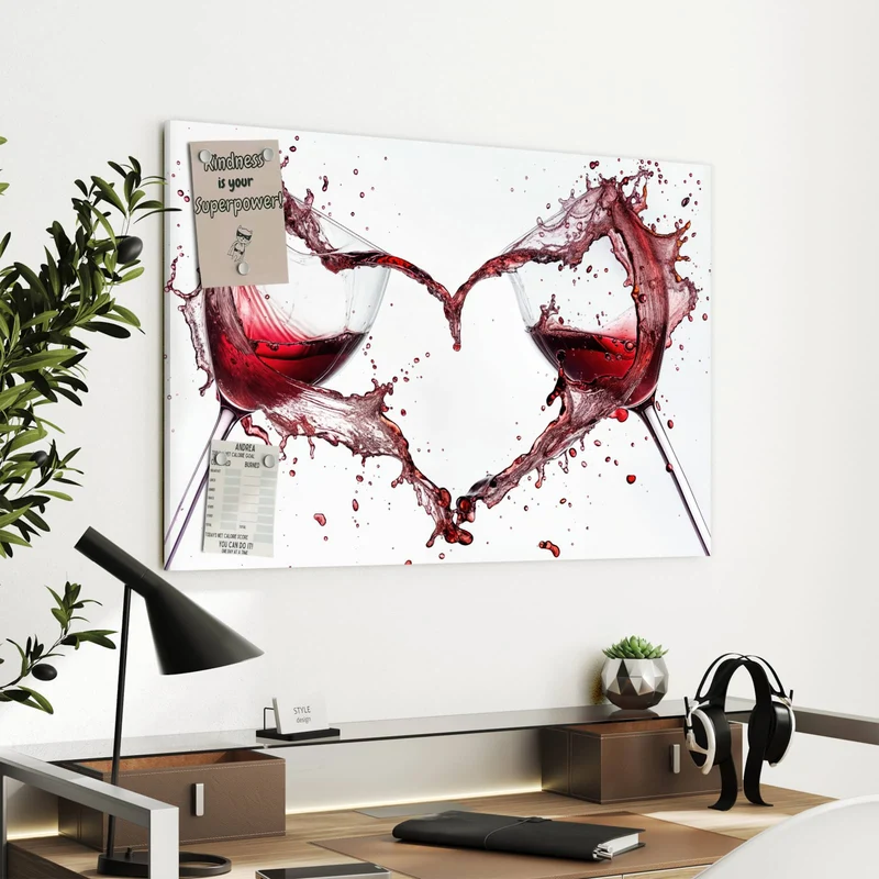 Metall Magnettafel - Rotwein in Herzform