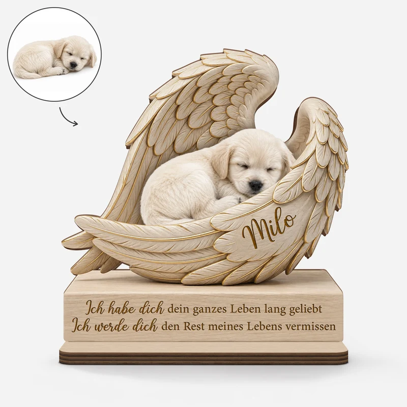 Ich Habe Dich Dein Ganzes Leben Lang Geliebt - Personalisierte Trauergeschenke | Holzaufsteller Mit Standfuß Foto Haustiere