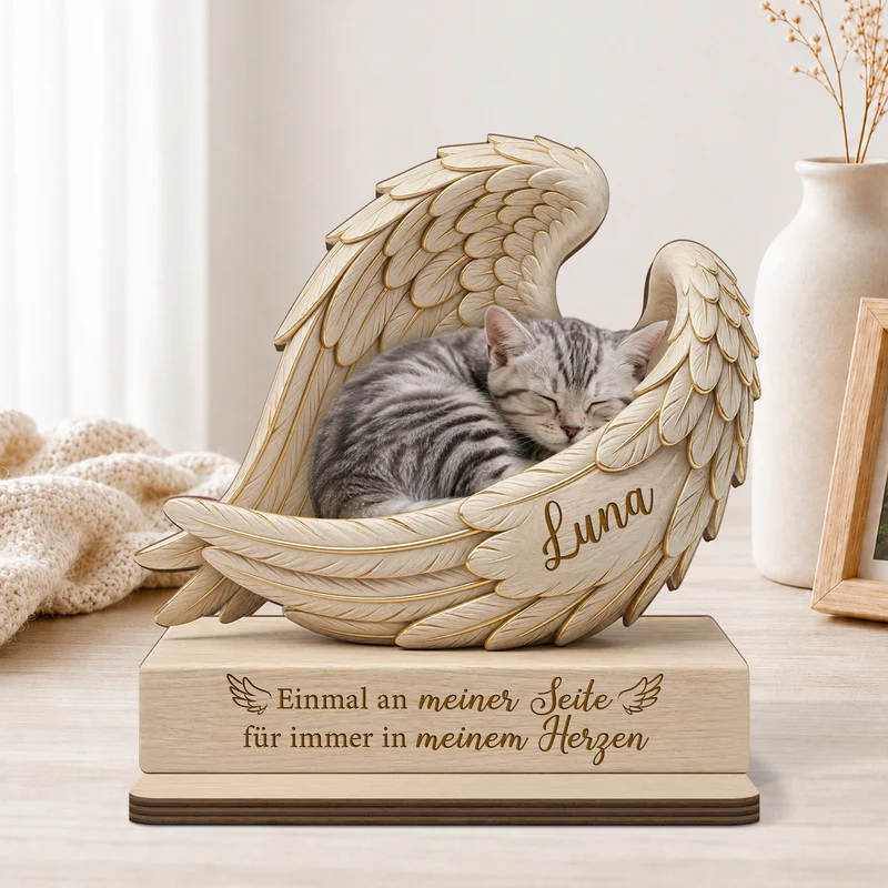 Ich Habe Dich Dein Ganzes Leben Lang Geliebt - Personalisierte Trauergeschenke | Holzaufsteller Mit Standfuß Foto Haustiere
