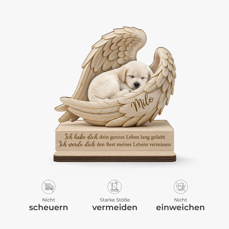 Ich Habe Dich Dein Ganzes Leben Lang Geliebt - Personalisierte Trauergeschenke | Holzaufsteller Mit Standfuß Foto Haustiere
