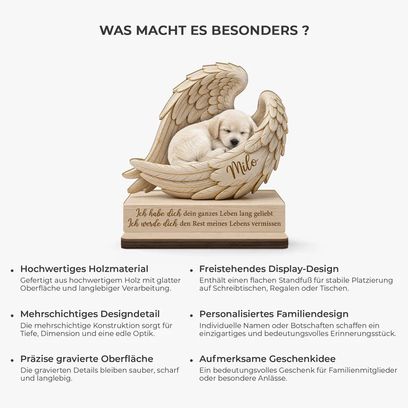 Ich Habe Dich Dein Ganzes Leben Lang Geliebt - Personalisierte Trauergeschenke | Holzaufsteller Mit Standfuß Foto Haustiere