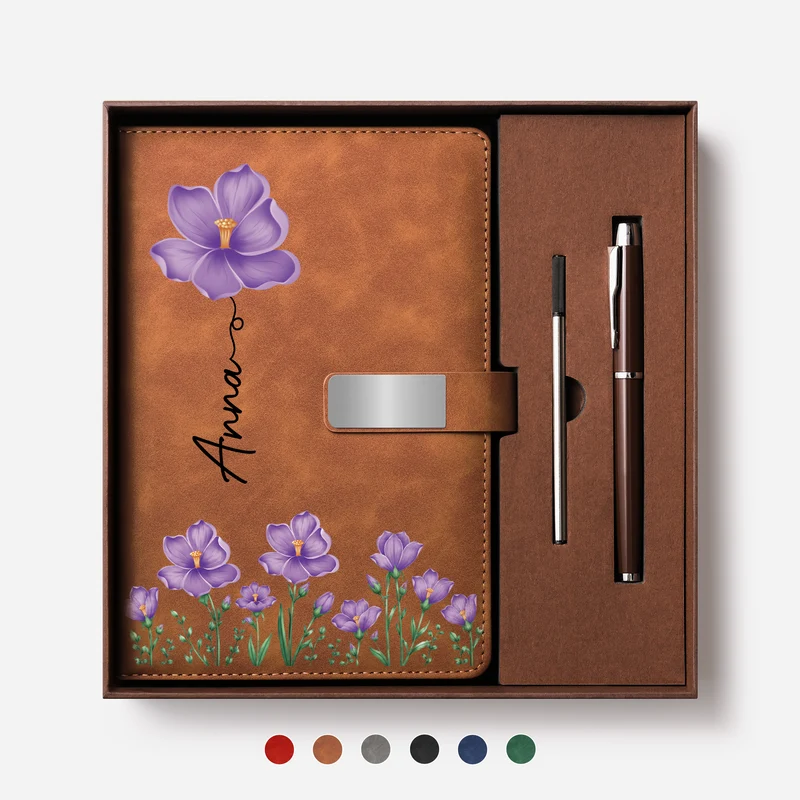 Name + Geburtstagsmonat Blume - Personalisierte Geschenke Für Frauen | Notizbuch Mit Stift