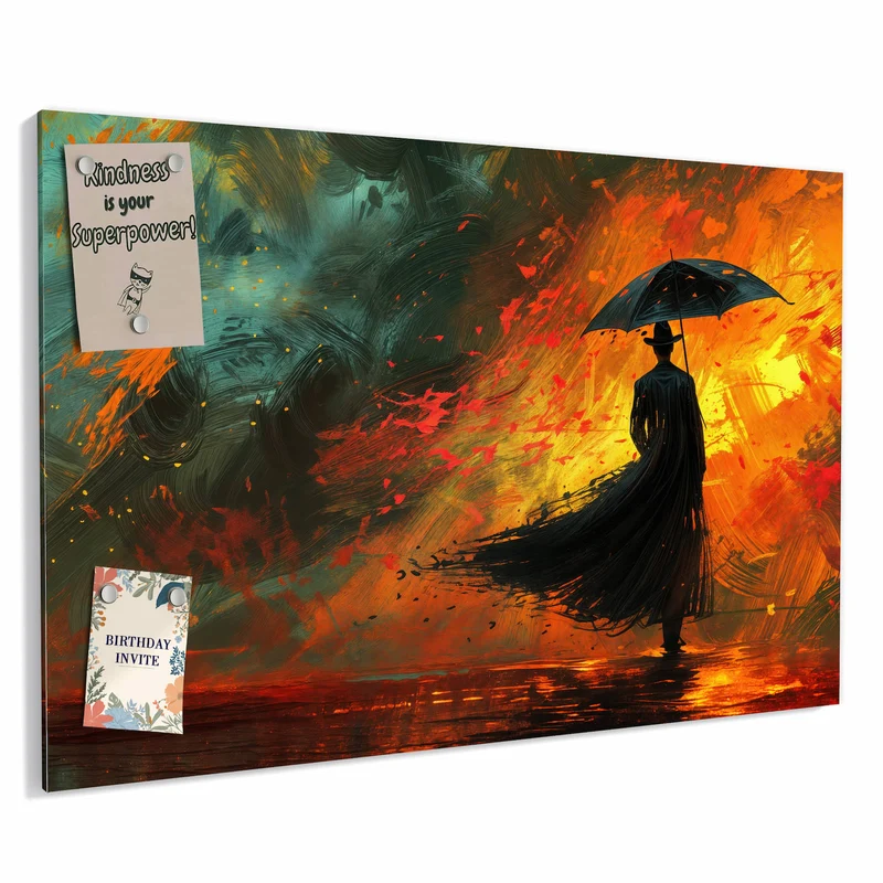 Metall Magnettafel - Silhouette mit Schirm