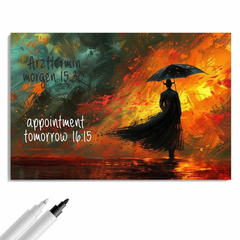 Metall Magnettafel - Silhouette mit Schirm
