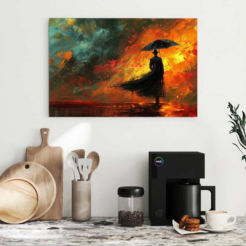 Metall Magnettafel - Silhouette mit Schirm