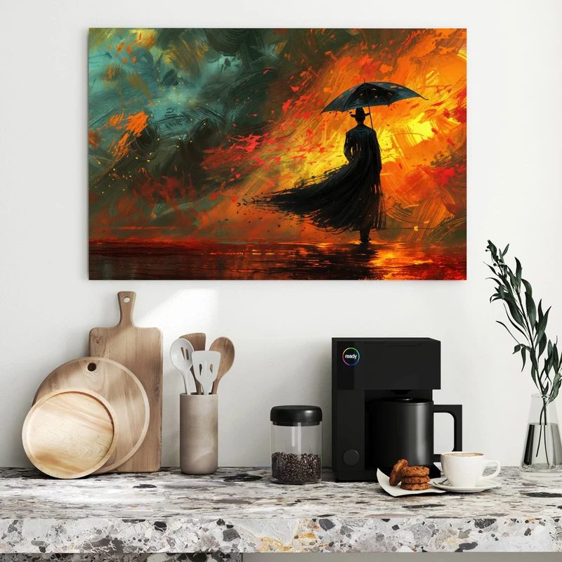 Metall Magnettafel - Silhouette mit Schirm