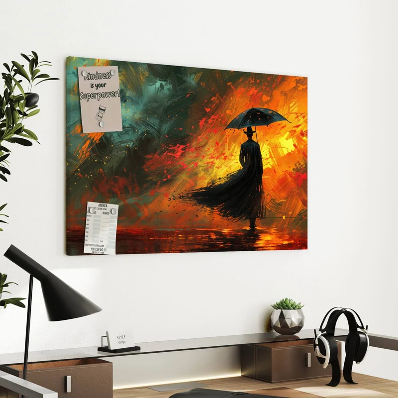 Metall Magnettafel - Silhouette mit Schirm