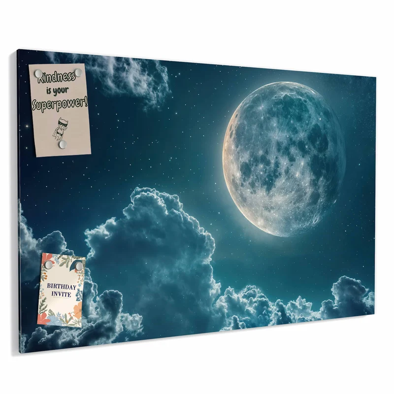 Metall Magnettafel - Mond über Wolken