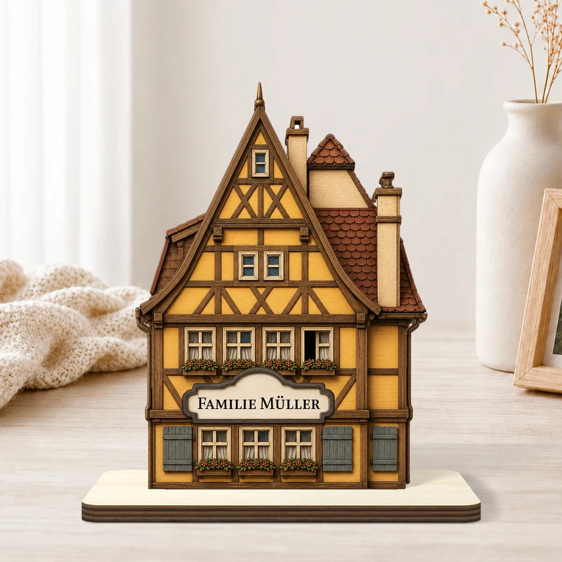 Neues Zuhause - Personalisierte Geschenke Familie | Holzaufsteller Mit Standfuß