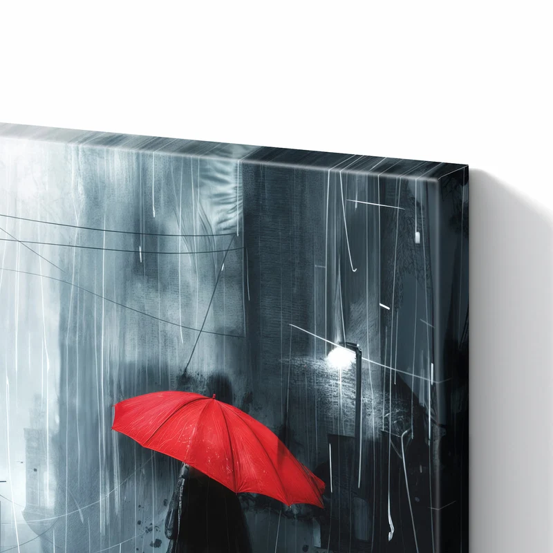 Metall Magnettafel - Roter Schirm im Regen