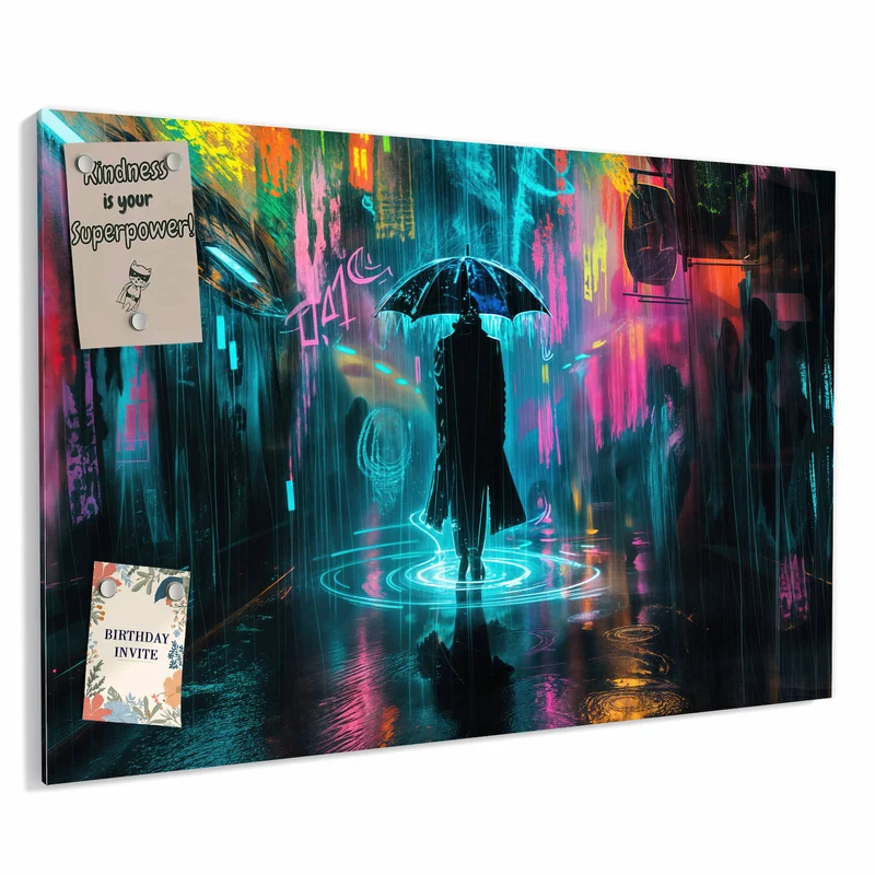Metall Magnettafel - Regen bei Nacht