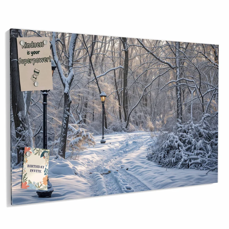 Metall Magnettafel - Verschneiter Waldweg
