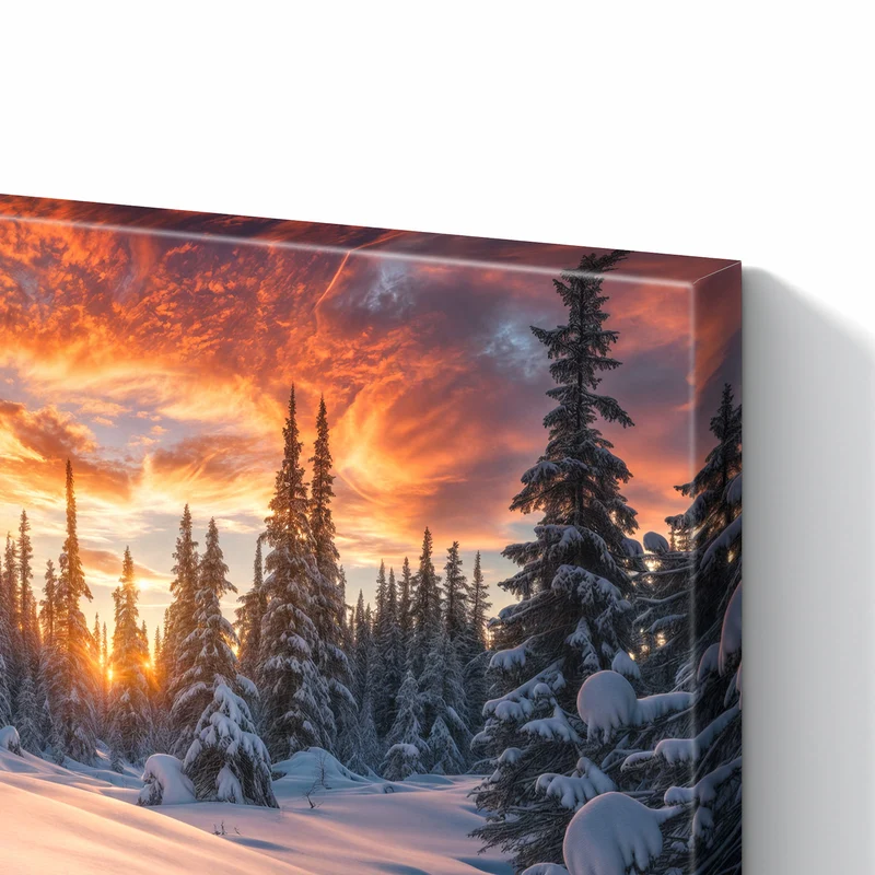 Metall Magnettafel - Roter Himmel über Schnee