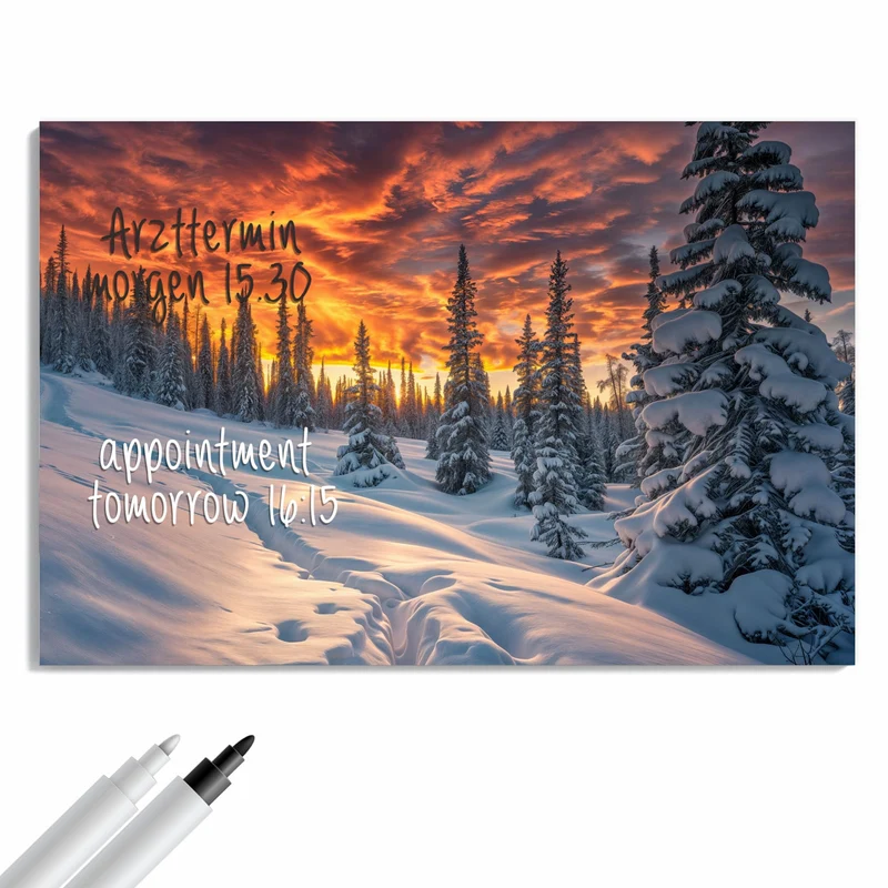 Metall Magnettafel - Schneewehen im Abendrot