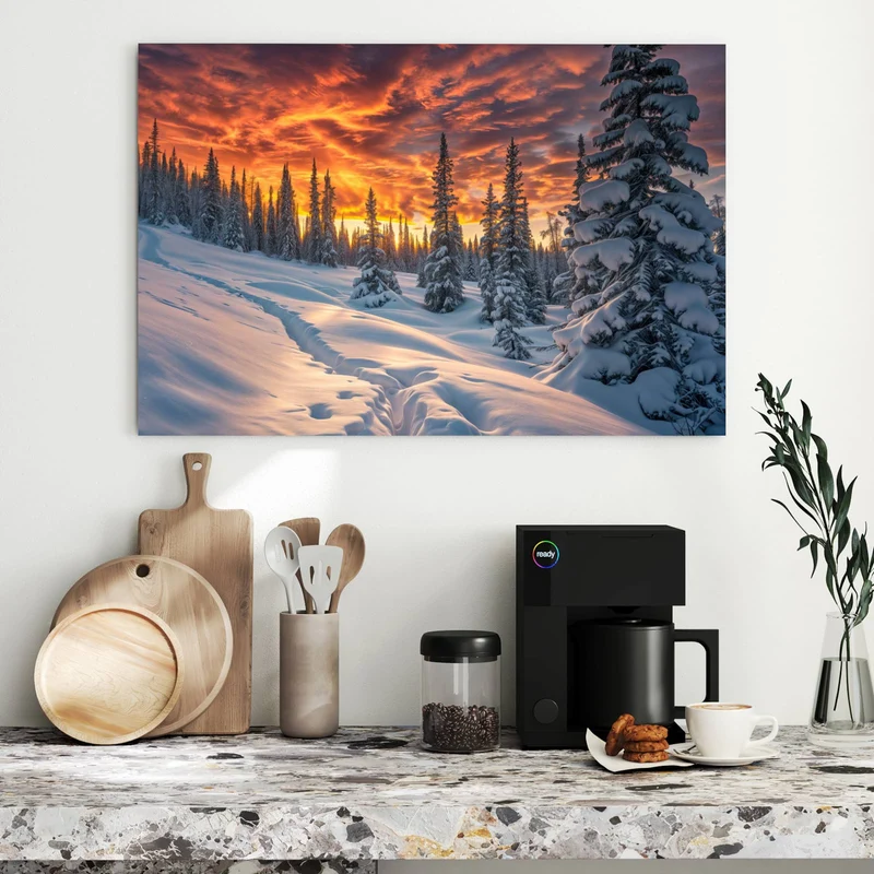 Metall Magnettafel - Schneewehen im Abendrot