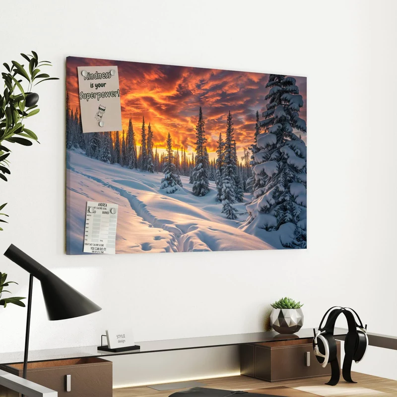 Metall Magnettafel - Schneewehen im Abendrot