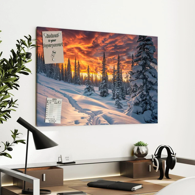 Metall Magnettafel - Schneewehen im Abendrot