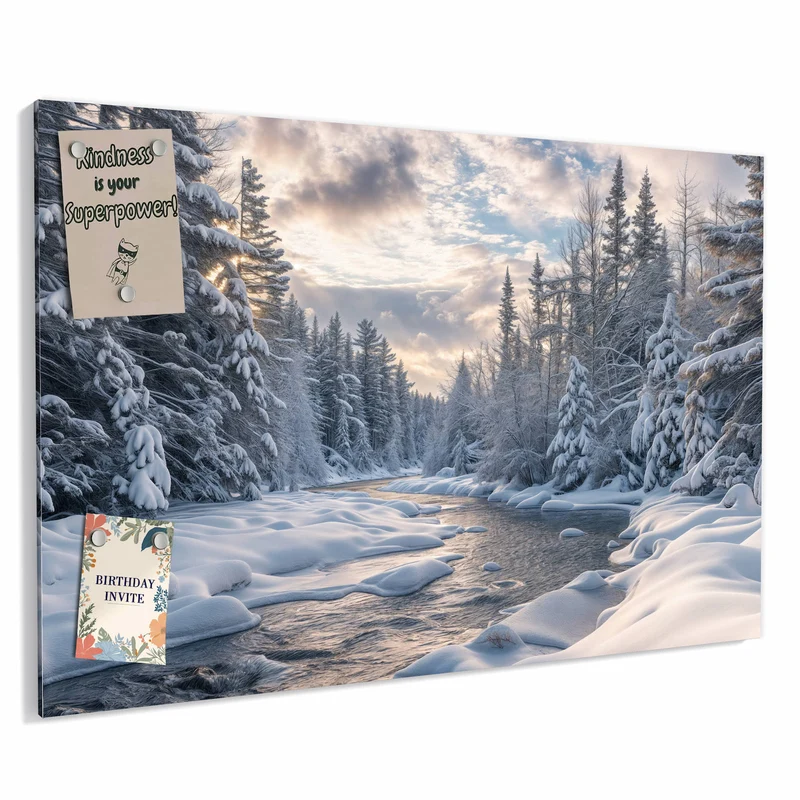 Metall Magnettafel - Verschneiter Flusslauf