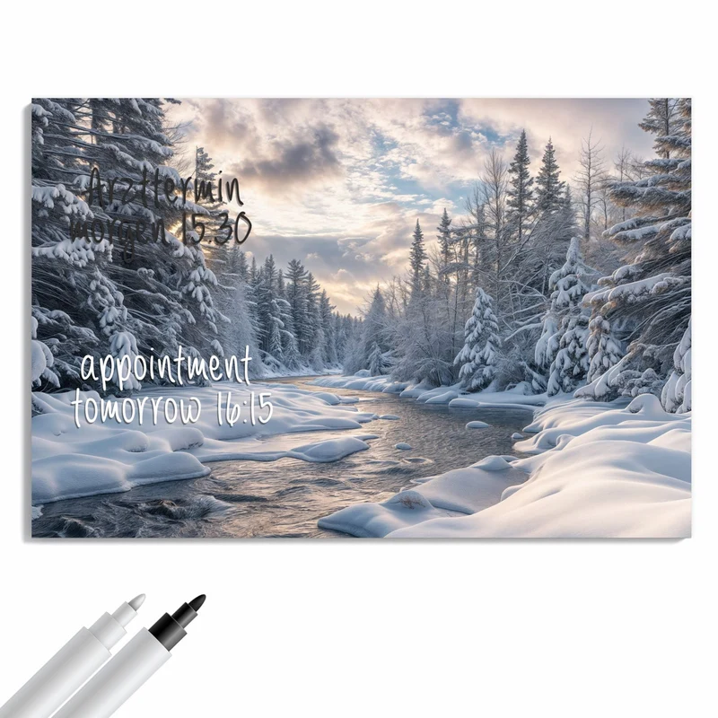 Metall Magnettafel - Verschneiter Flusslauf