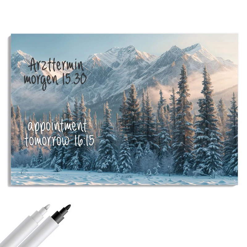 Metall Magnettafel - Schneebedeckte Berge