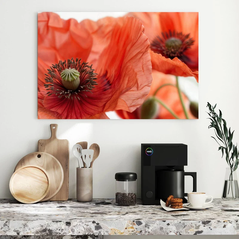 Metall Magnettafel - Mohnblüten