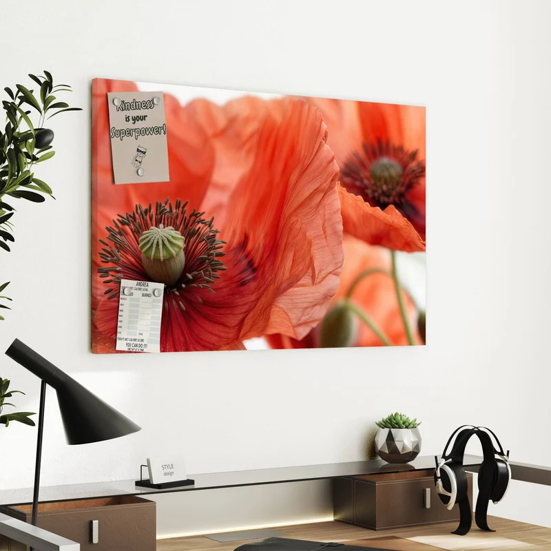 Metall Magnettafel - Mohnblüten